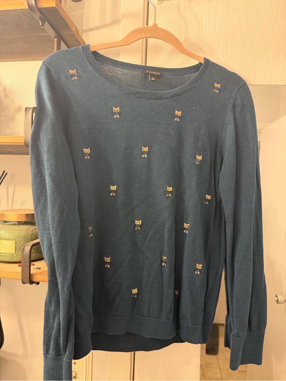 Talbot’s Classic Blue Sweater with Owl Embroidery - Unbranded